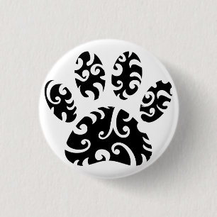 Dog Paw Tattoo Tribal Print Button