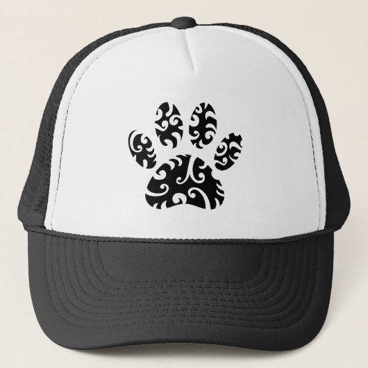 Dog Paw Tattoo Tribal Print Truckerkappe (Vorderseite)