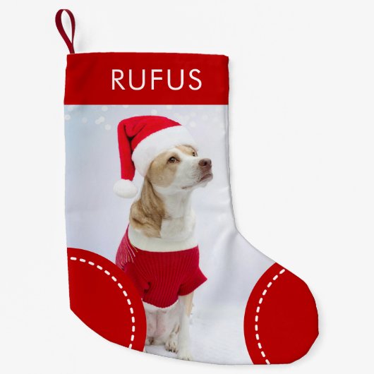 Dog Paw Themed Personalisiertes Foto Kleiner Weihnachtsstrumpf (Vorderseite)