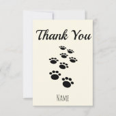 Dog Paw Tracks Custom Cream Off White Dankeskarte (Vorderseite)