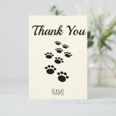Dog Paw Tracks Custom Cream Off White Dankeskarte (Stehend Vorderseite)