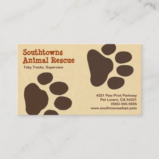 Dog Paw Tracks | Tierüberlagerung | Pflegedienste Visitenkarte (Vorderseite)