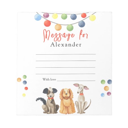 Dog Paw-ty Kids Zeitkapsel Notizblock (Vorderseite)