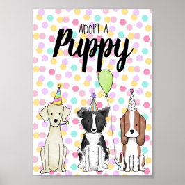 Dog Paw-ty Table Sign - adoptier eines Welpen Poster