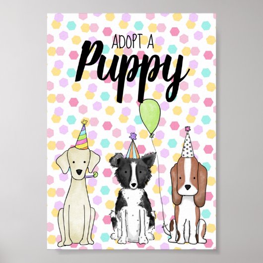 Dog Paw-ty Table Sign - adoptier eines Welpen Poster (Vorne)