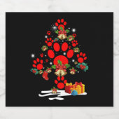 Dog Paw Weihnachtsbaum Funny Frohe Weihnachten Schaumweinetikett (Einzelnes Label)
