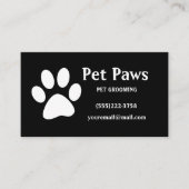 Dog Paw White Black Pet Grooming Service Visitenkarte (Vorderseite)