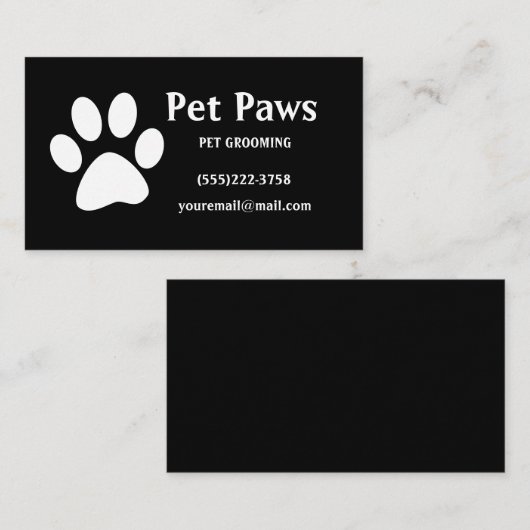 Dog Paw White Black Pet Wachdienst Visitenkarte (Vorne/Hinten)