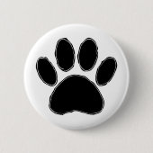 Dog Paw Zeichnend in Schwarz Button (Vorderseite)