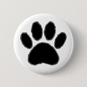 Dog Paw Zeichnend in Schwarz Button