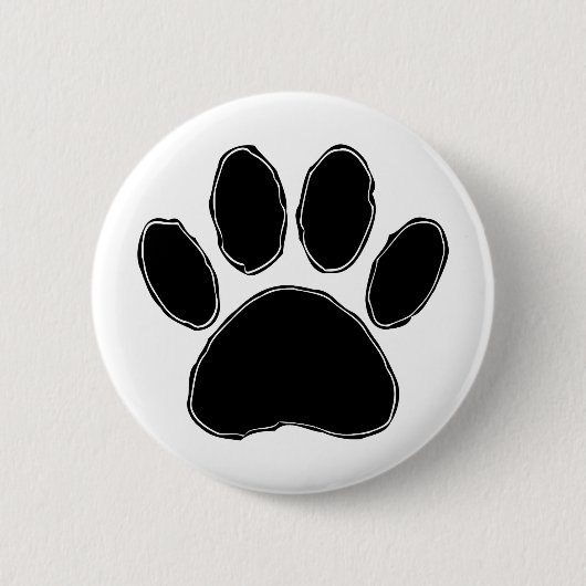 Dog Paw Zeichnend in Schwarz Button (Vorderseite)