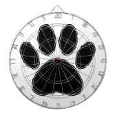 Dog Paw Zeichnend in Schwarz Dartscheibe (vorne)
