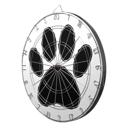Dog Paw Zeichnend in Schwarz Dartscheibe (Vorderseite rechts)