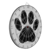 Dog Paw Zeichnend in Schwarz Dartscheibe (Vorderseite Links)