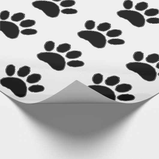 Dog Paw Zeichnend in Schwarz Geschenkpapier (Ecke)