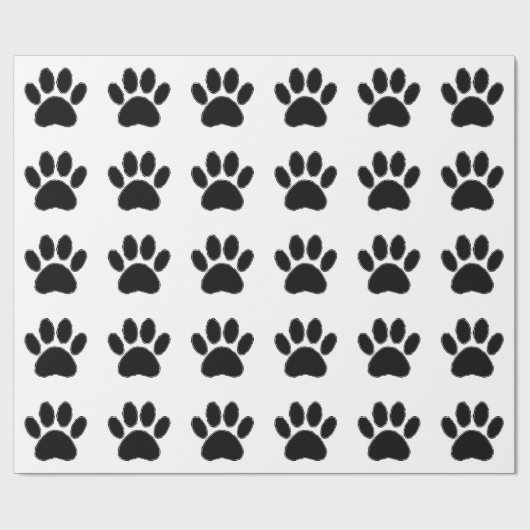 Dog Paw Zeichnend in Schwarz Geschenkpapier (Flach)