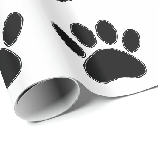 Dog Paw Zeichnend in Schwarz Geschenkpapier (Rolleneckpunkt)