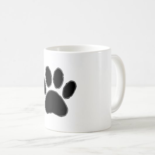 Dog Paw Zeichnend in Schwarz Kaffeetasse (VorderseiteRechts)