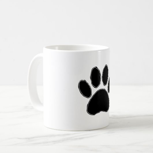 Dog Paw Zeichnend in Schwarz Kaffeetasse (Vorderseite Links)