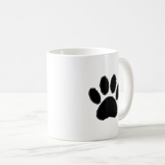 Dog Paw Zeichnend in Schwarz Kaffeetasse (VorderseiteRechts)