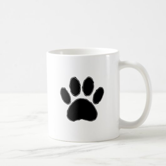 Dog Paw Zeichnend in Schwarz Kaffeetasse (Rechts)