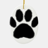 Dog Paw Zeichnend in Schwarz Keramikornament (Vorne)