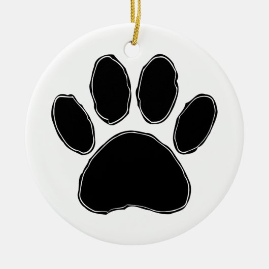 Dog Paw Zeichnend in Schwarz Keramikornament (Vorne)