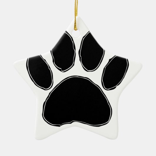 Dog Paw Zeichnend in Schwarz Keramikornament (Vorne)