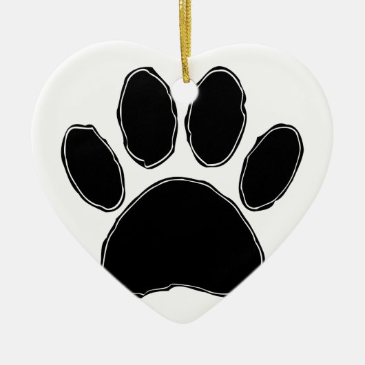 Dog Paw Zeichnend in Schwarz Keramikornament (Vorne)