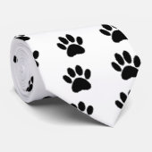Dog Paw Zeichnend in Schwarz Krawatte (Gerollt)