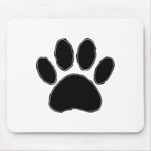 Dog Paw Zeichnend in Schwarz Mousepad