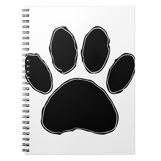Dog Paw Zeichnend in Schwarz Notizblock (Vorderseite)