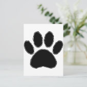 Dog Paw Zeichnend in Schwarz Postkarte (Stehend Vorderseite)