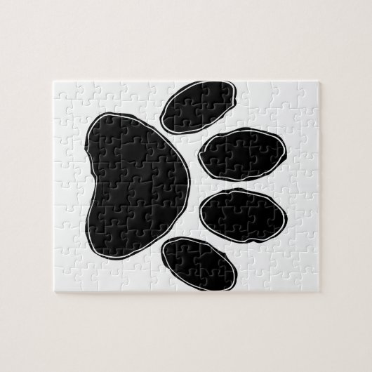 Dog Paw Zeichnend in Schwarz Puzzle (Horizontal)