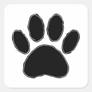 Dog Paw Zeichnend in Schwarz Quadratischer Aufkleber