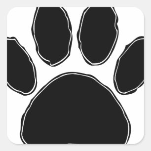 Dog Paw Zeichnend in Schwarz Quadratischer Aufkleber