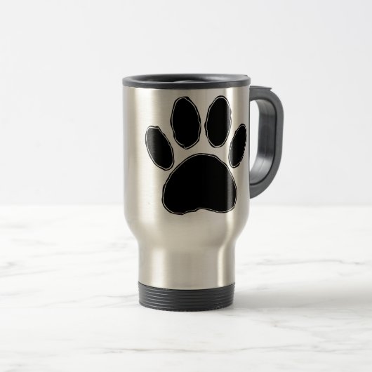 Dog Paw Zeichnend in Schwarz Reisebecher (VorderseiteRechts)