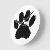 Dog Paw Zeichnend in Schwarz Runde Wanduhr (Winkel)