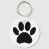 Dog Paw Zeichnend in Schwarz Schlüsselanhänger (Vorderseite)