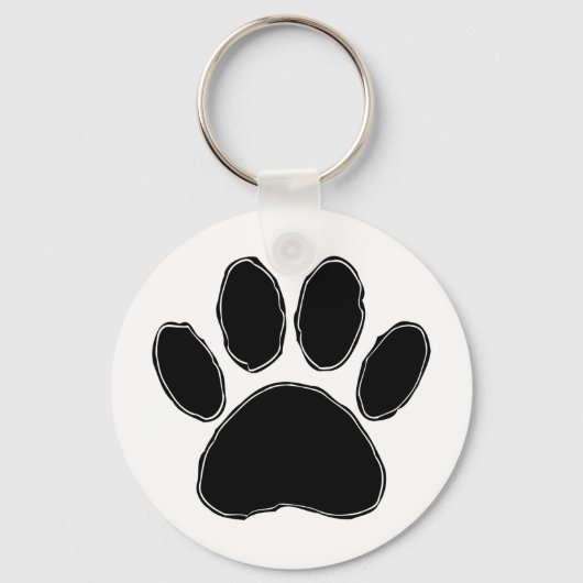 Dog Paw Zeichnend in Schwarz Schlüsselanhänger (Vorderseite)
