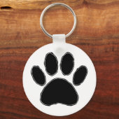 Dog Paw Zeichnend in Schwarz Schlüsselanhänger (Vorderseite)