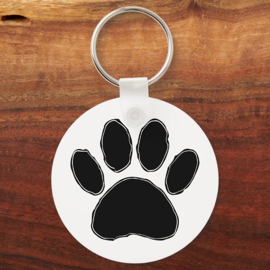 Dog Paw Zeichnend in Schwarz Schlüsselanhänger (Vorderseite)