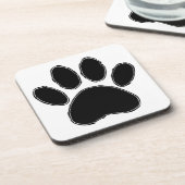 Dog Paw Zeichnend in Schwarz Untersetzer (Linke Seite)