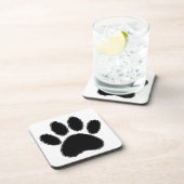 Dog Paw Zeichnend in Schwarz Untersetzer (Rechte Seite)