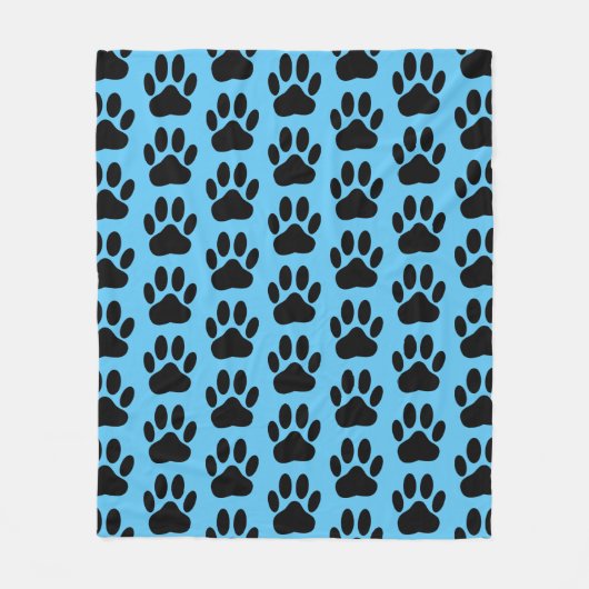 Dog Pawprint auf Blue Fleece Blanket (Vorderseite)