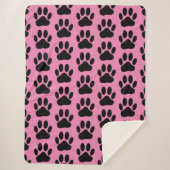 Dog Pawprint auf rosa Sherpa Blanket Sherpadecke (Vorderseite)
