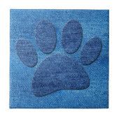 Dog Pawprint Blue Denim Pint Fliese (Vorderseite)