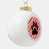 Dog Pawprint Candy Cane Keramik Kugel-Ornament (Links)