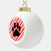 Dog Pawprint Candy Cane Keramik Kugel-Ornament (Rechts)