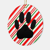 Dog Pawprint Candy Cane Keramik Ornament (Links)